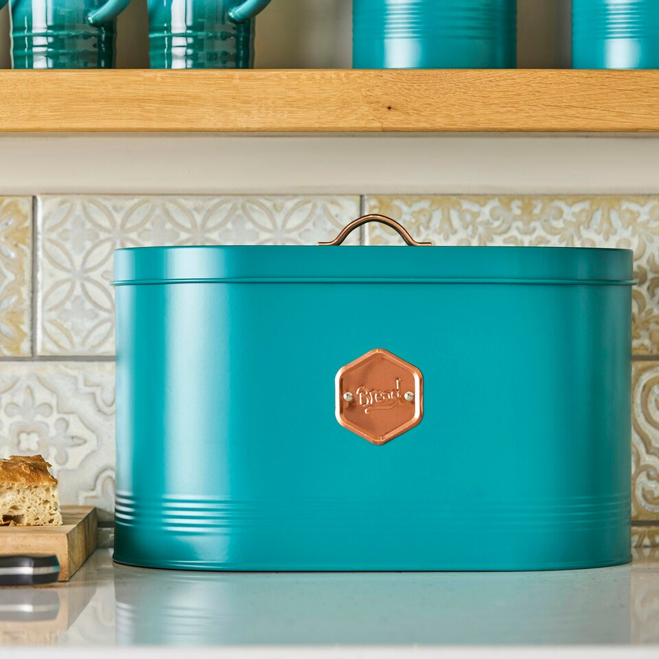 image 1 of Cooks Professional Bread Bin | Teal / Copper Blue