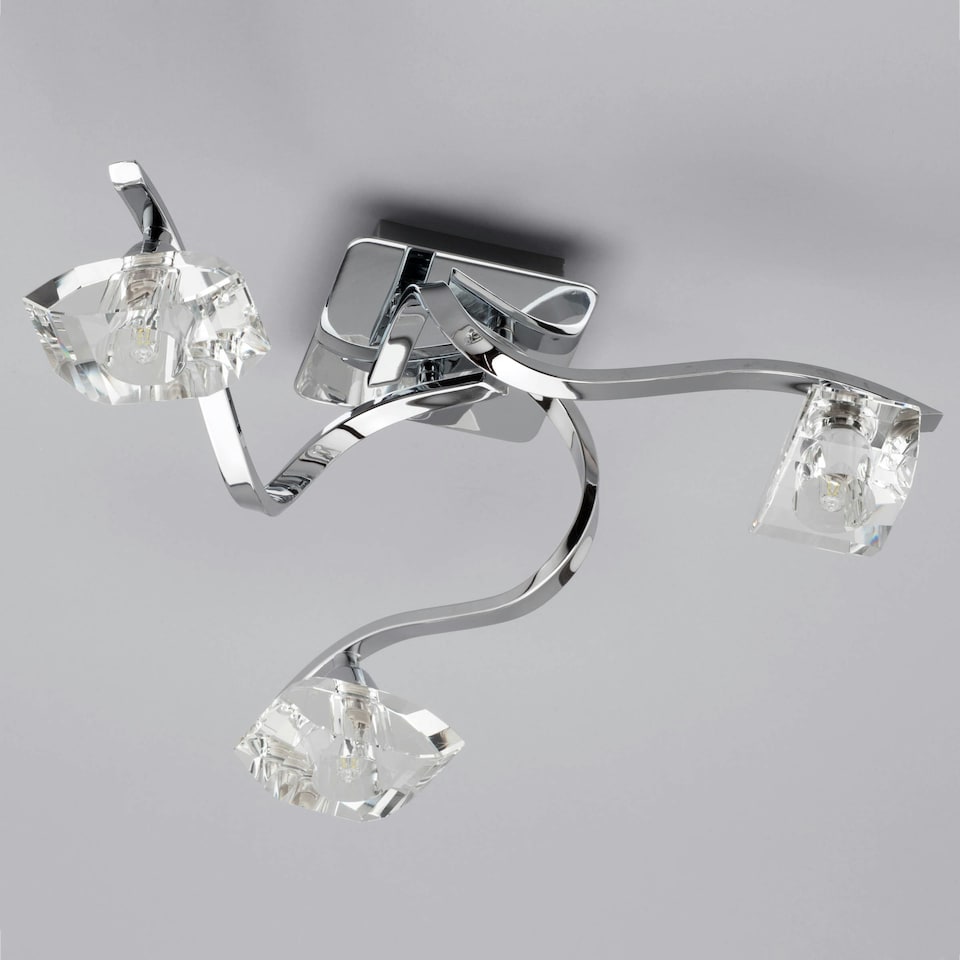 image 1 of BHS Bella 3 Light Flush Ceiling Light, Chrome