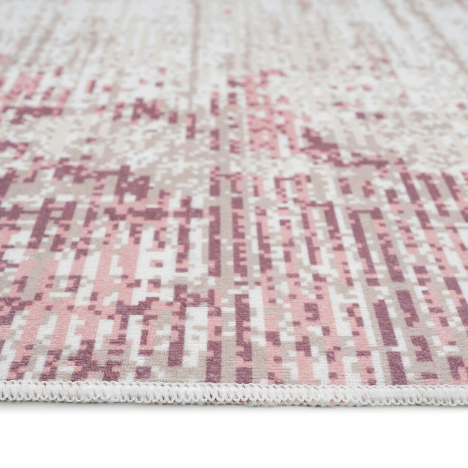 image 1 of KUKOON Washable & Non Slip Pink Abstract Living Room Area Rug 80cm x 150cm