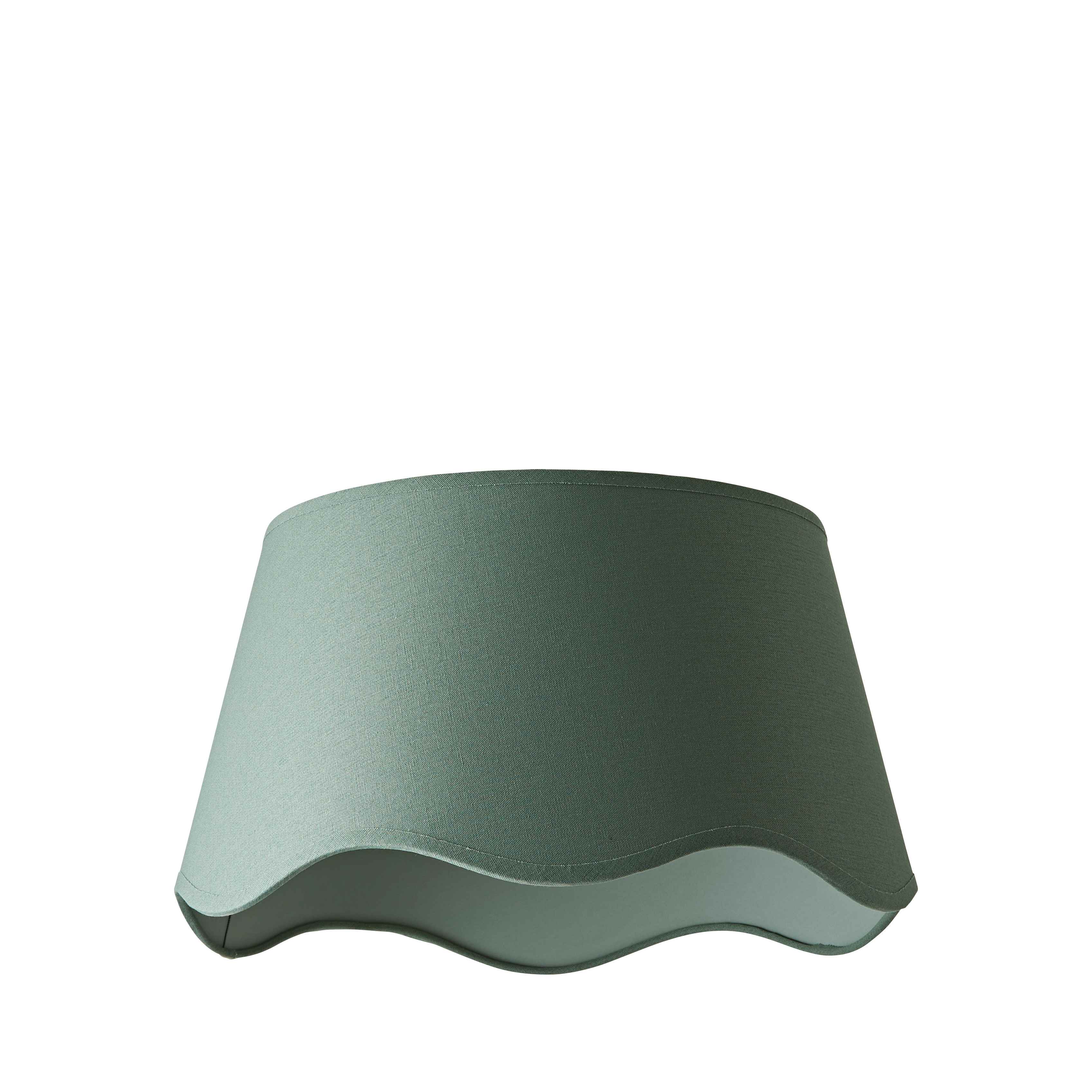 ValueLights Mabel Linen Large 30cm Scallop Edge with Trim Ceiling Light Lamp Shade in Green