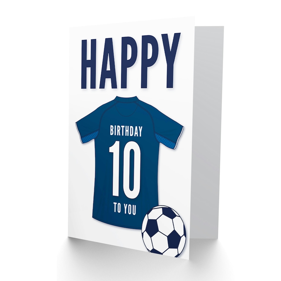 image 1 of Football Strip Kit Dark Jersey Top 10 Year old Kids 10th Birthday Card