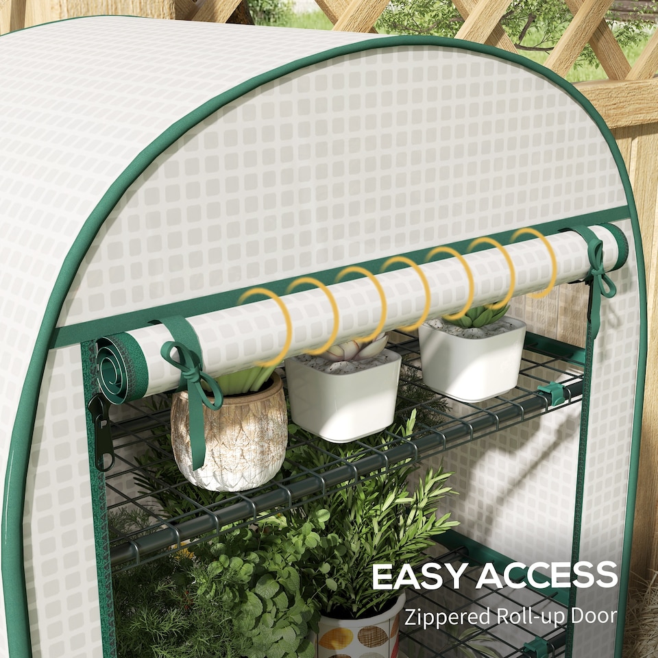 image 1 of Outsunny 80 x 49 x 160cm Mini Greenhouse Portable Green House with Shelf White