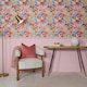 image 2 of Perfect Petals Wallpaper in Brights on Pink | Multi | Pink | 50cm x 10m