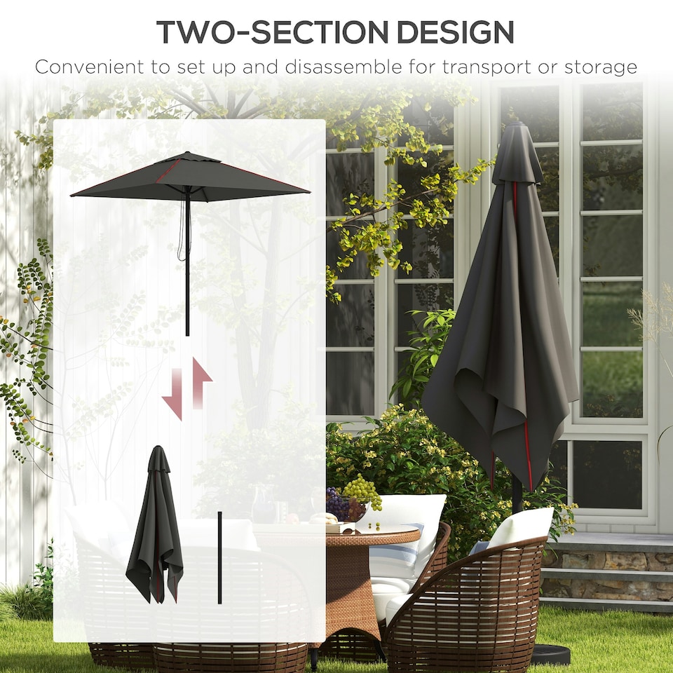 image 1 of Outsunny Sun Parasol with Vent, Table Umbrella for Patio, Garden, Pool, Grey