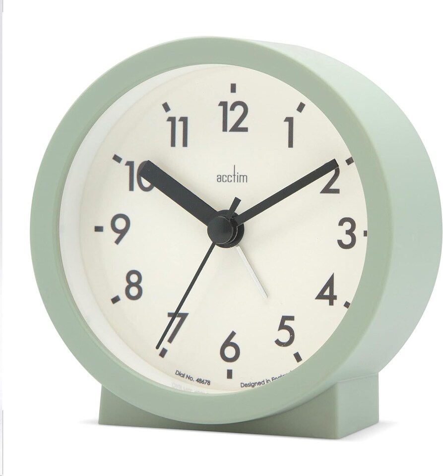 image 1 of Acctim Gaby Small Analogue Contemporary Bedside Alarm Clock | Green | Cool Mint