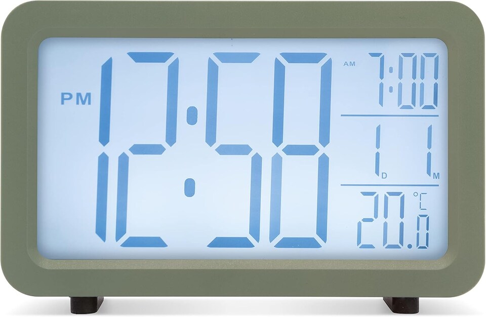 image 1 of Acctim Harley Superbrite Modern Digital Alarm Clock | Green | Cloverfield