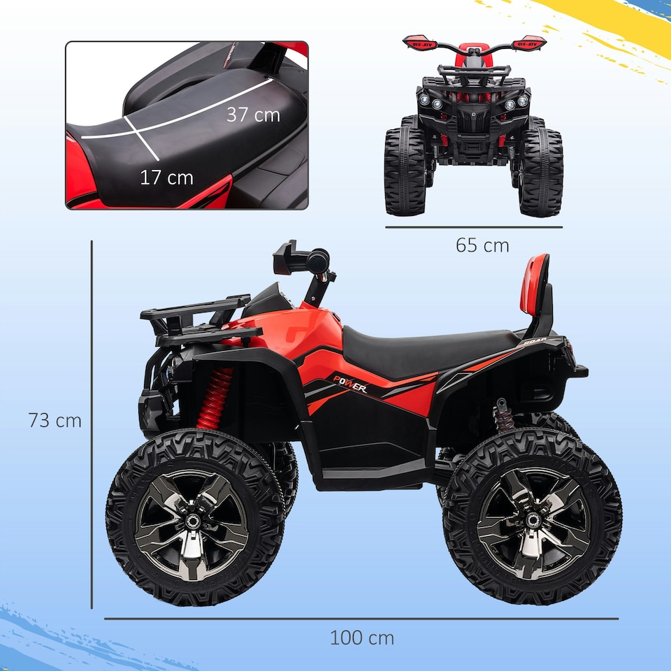 image 1 of HOMCOM 12V Quad Bike ATV with LED Lights, Music, for Kids, Red