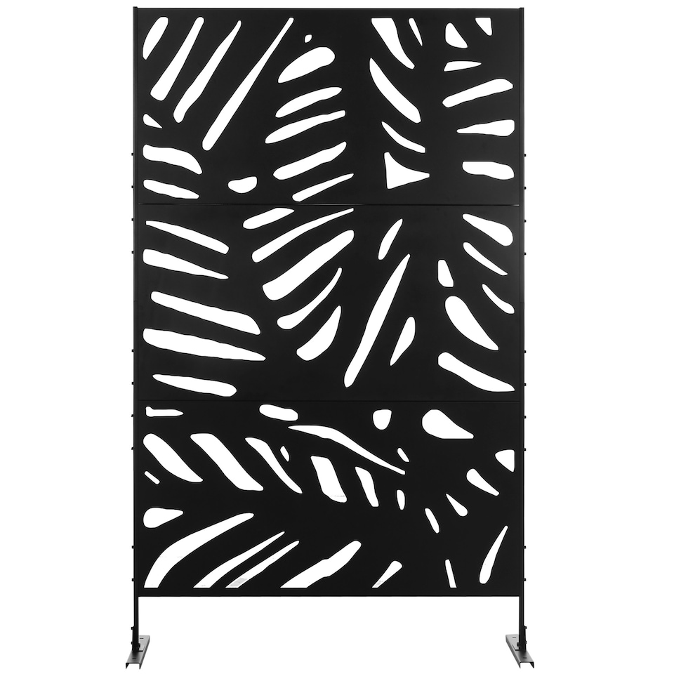 image 1 of Outsunny Metal Outdoor Privacy Screen with Stand for Garden Black | Black | 1
