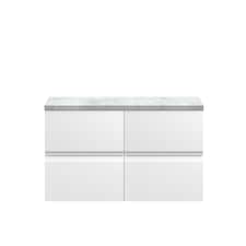 Balterley Mavesyn Contemporary 4 Drawer Wall Hung Vanity Unit with Laminate Worktop, Satin White, 1200mm