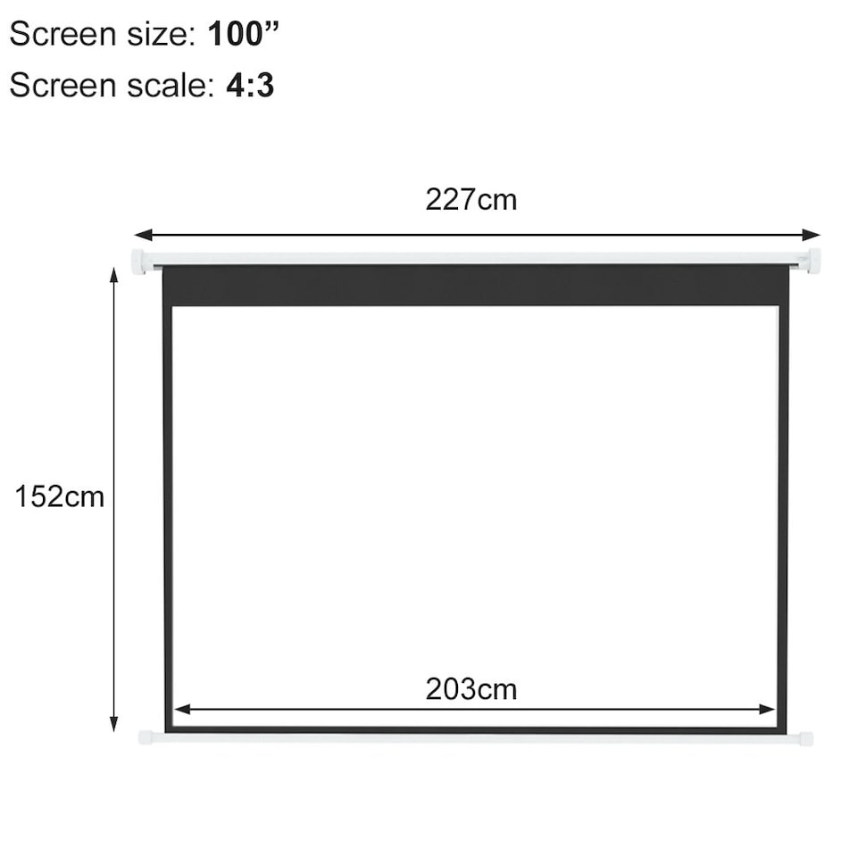 image 1 of Living and Home Wall Mount Electric Projector Screen 4:3 - 227cm W x 152cm H