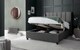 image 2 of 4ft6 Double Ottoman,Grey Velvet fabric upholstered,lift up,storage,tall winged bed frame. Gas lift up, Boutique Hotel style, tall headend board, wing back