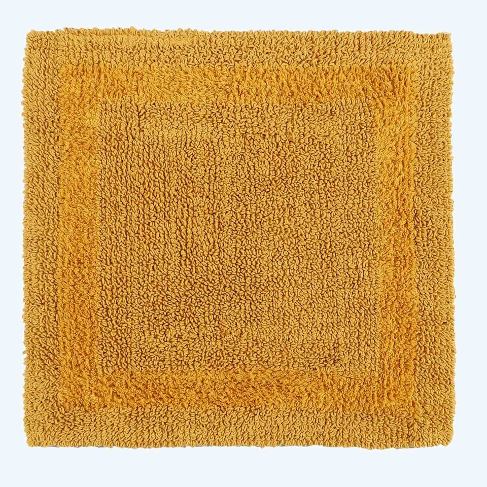 image 1 of Homescapes Luxury Reversible Cotton Shower Mat - Mustard Yellow Yellow