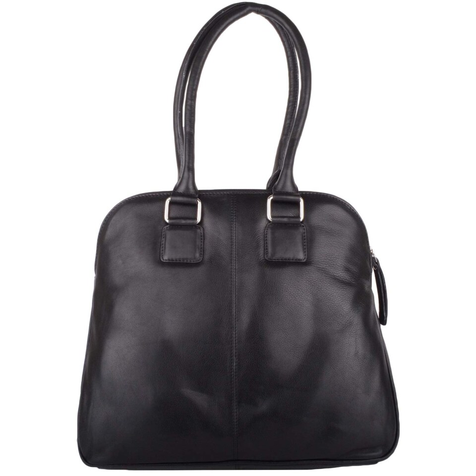 image 1 of London Leathergoods Womens Large Premium Soft Leather Travel / Work Hand Bag / Shoulder Bag | Black | Black