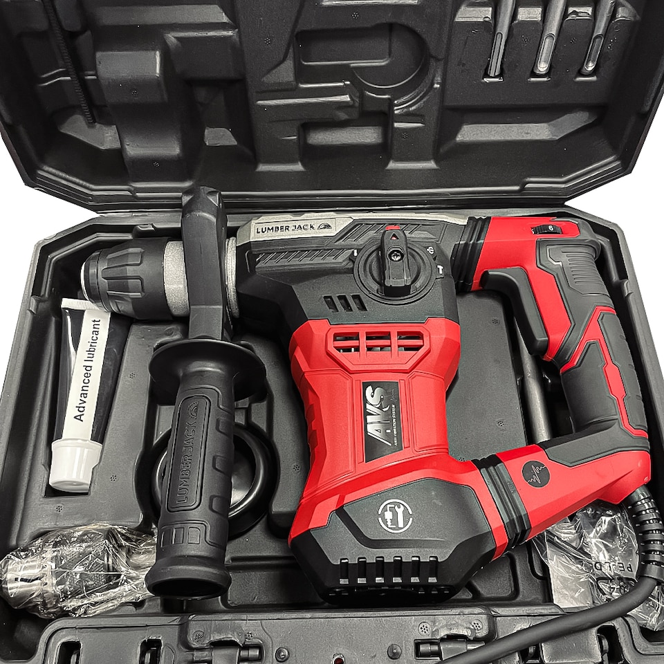 image 1 of Lumberjack SDS Rotary Hammer Drill 1050W with Drill Bits Chisel and Case Included
