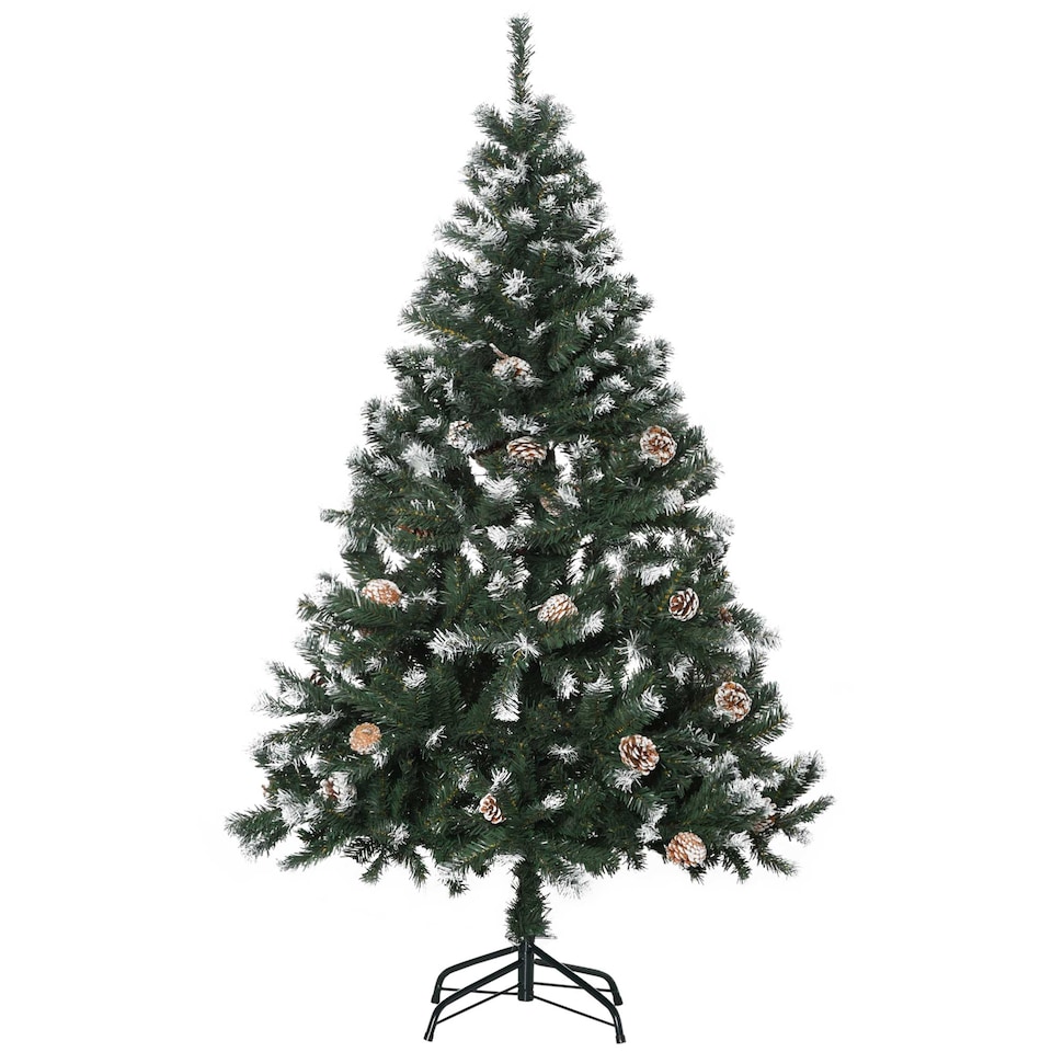 image 1 of HOMCOM 5FT Artificial Christmas Tree with Pine Cones, Holiday Home mas Decoration Automatic Open, Green