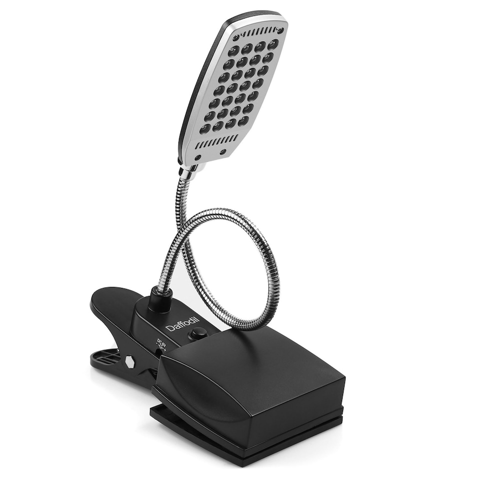 image 1 of USB & Battery Powered LED Lamp Light - Desktop or Clip On - Flexible Gooseneck for Keyboard, Reading, Hobby, or Work - Daffodil ULT300 | Silver