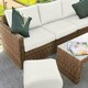 image 3 of Luxury Rattan 5 Seater Sofa Set with Coffee Table and Footstools in Natural