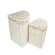 image 2 of Set of 2 Cotton Lined Wicker White Wash  Corner Laundry Baskets | Grey | Grey