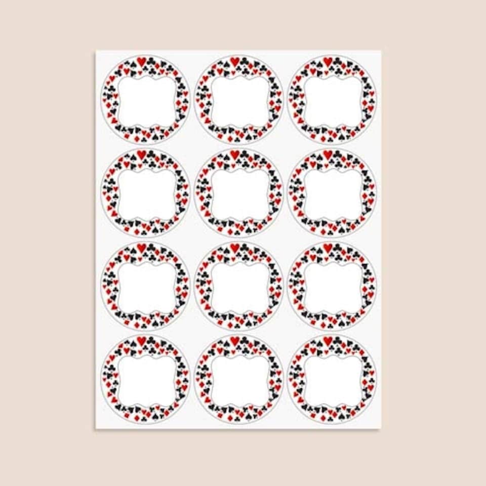 image 1 of Casino Design 60mm Round Sticker sheet of 12