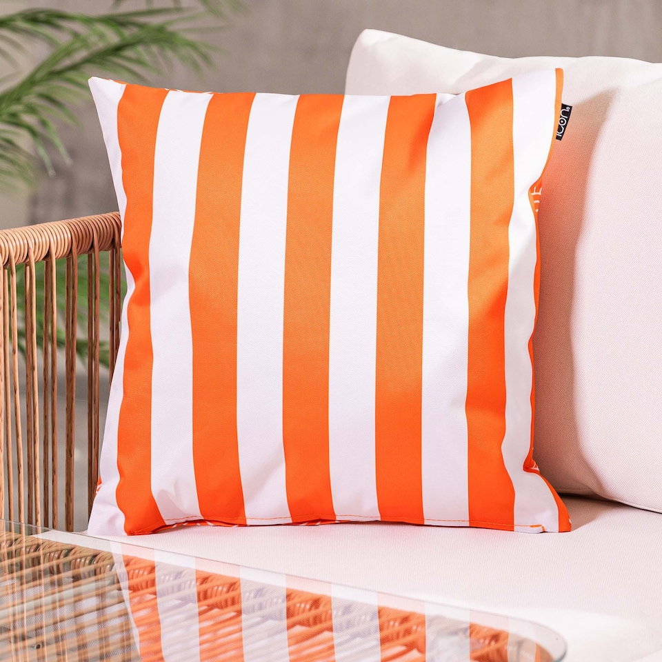 image 1 of Cushion 43x43cm Deck Stripe Orange, Double Sided