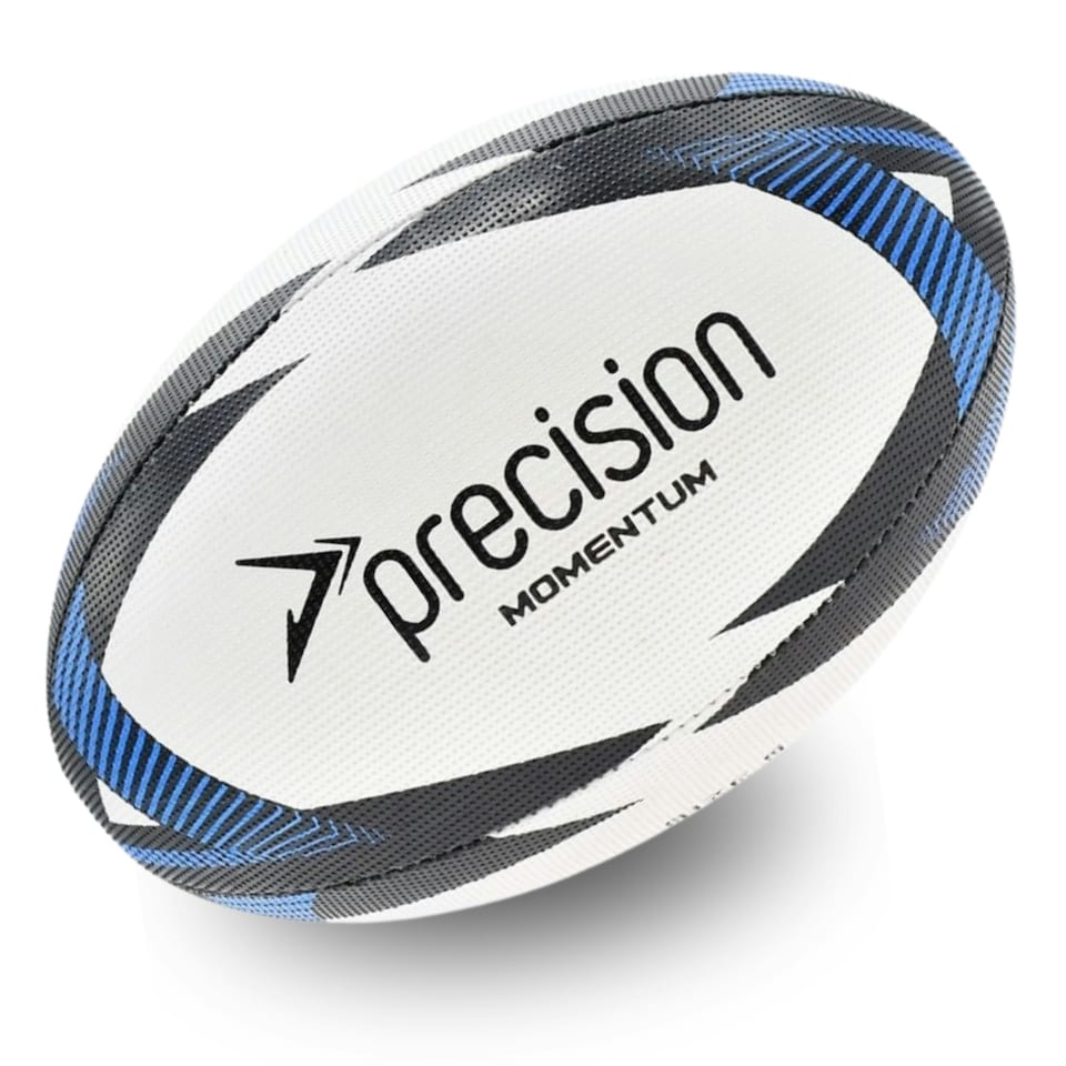 image 1 of Precision Momentum Rugby Training Ball - 3 - White/Black/Blue - Precision - PRR002103 White