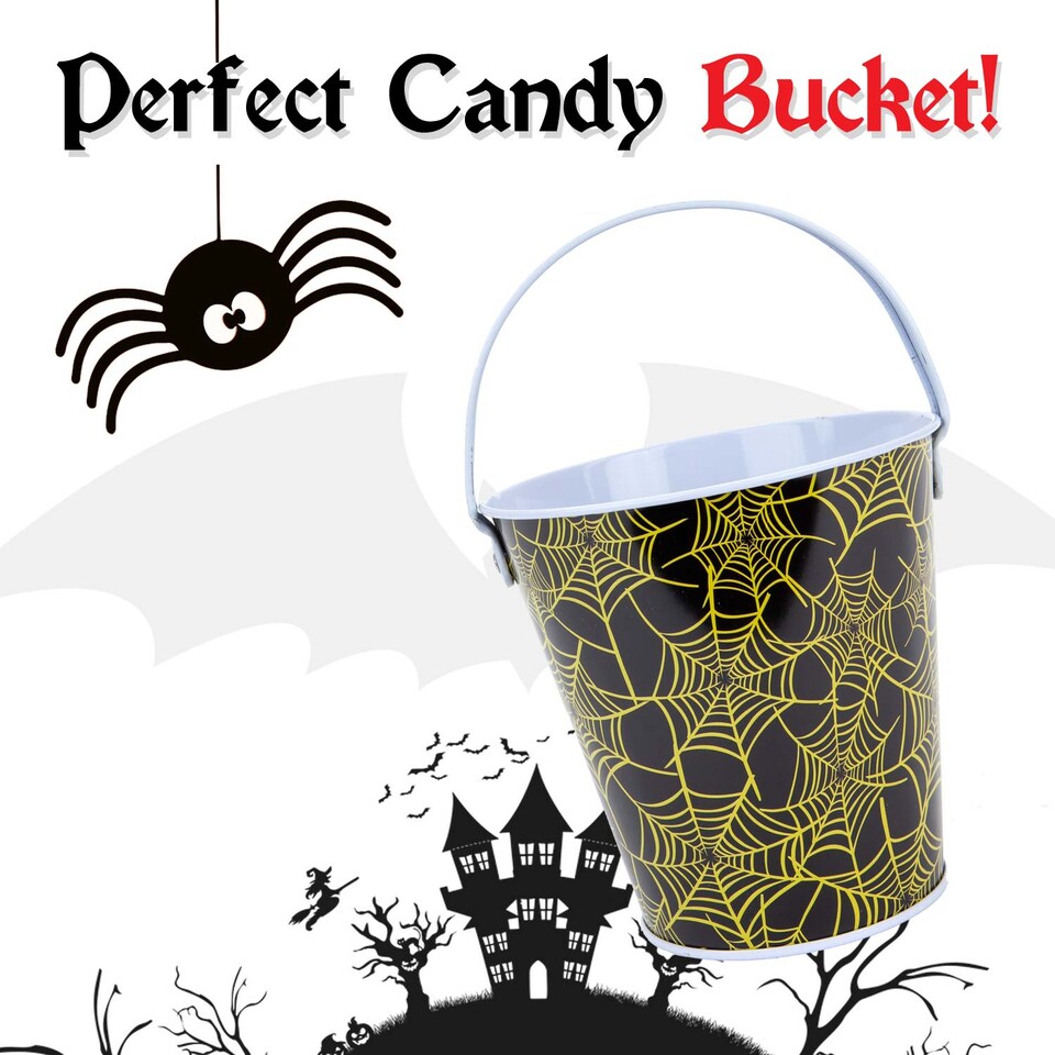 image 1 of VFM e-Store Halloween Candy Bucket - Pumpkin Cat Design - Lightweight Trick-or-Treat Pail