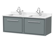 Balterley Wall Hung Single Drawer Vanity with Marble Worktop Basin | Grey | Monument Grey | 509 x 1220 x 470mm