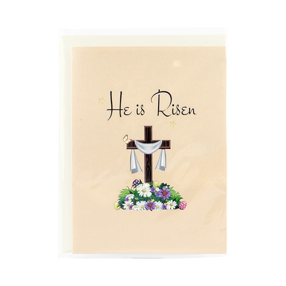 image 1 of “He Is Risen” Religious 3D Pop Up Easter Card
