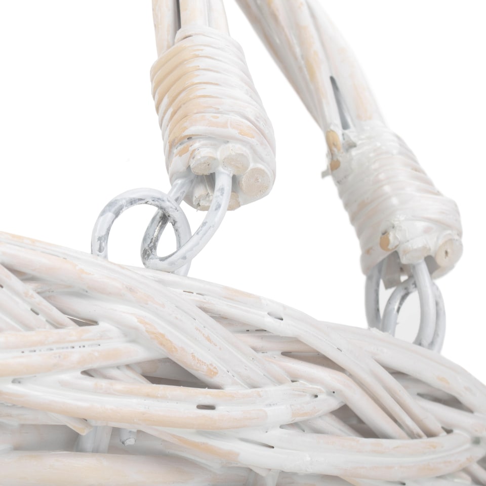 image 1 of Small White Swing Handle Wicker Shopping Basket | White | White | S