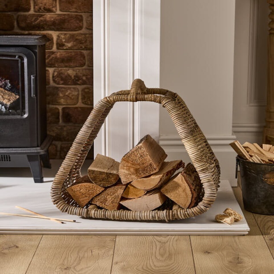 image 1 of  Open Log Basket with Handle N/A