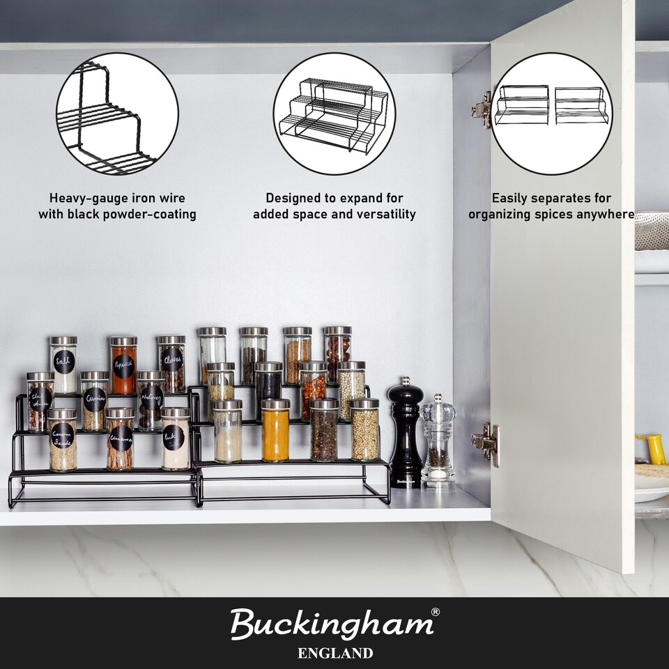 image 1 of Buckingham High End Expandable Cupboard Storage Organising Rack - Black