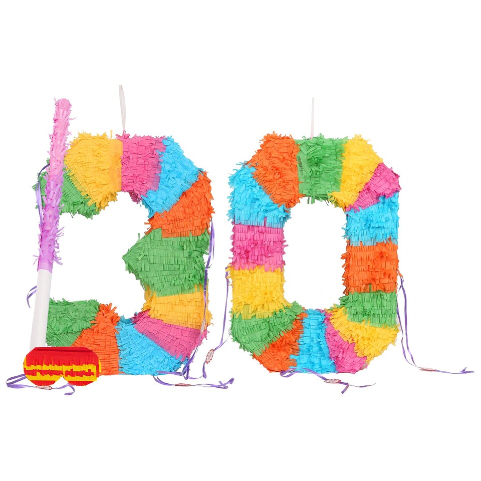 image 1 of Fax Potato 30th Birthday Pinata Set with Stick & Blindfold - Pink Stick