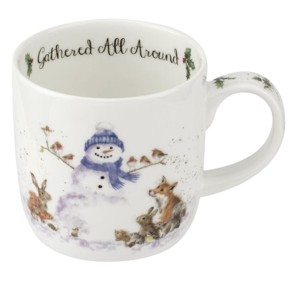image 1 of Wrendale Designs Gathered All Around Snowman 300ml Fine Bone China Mug