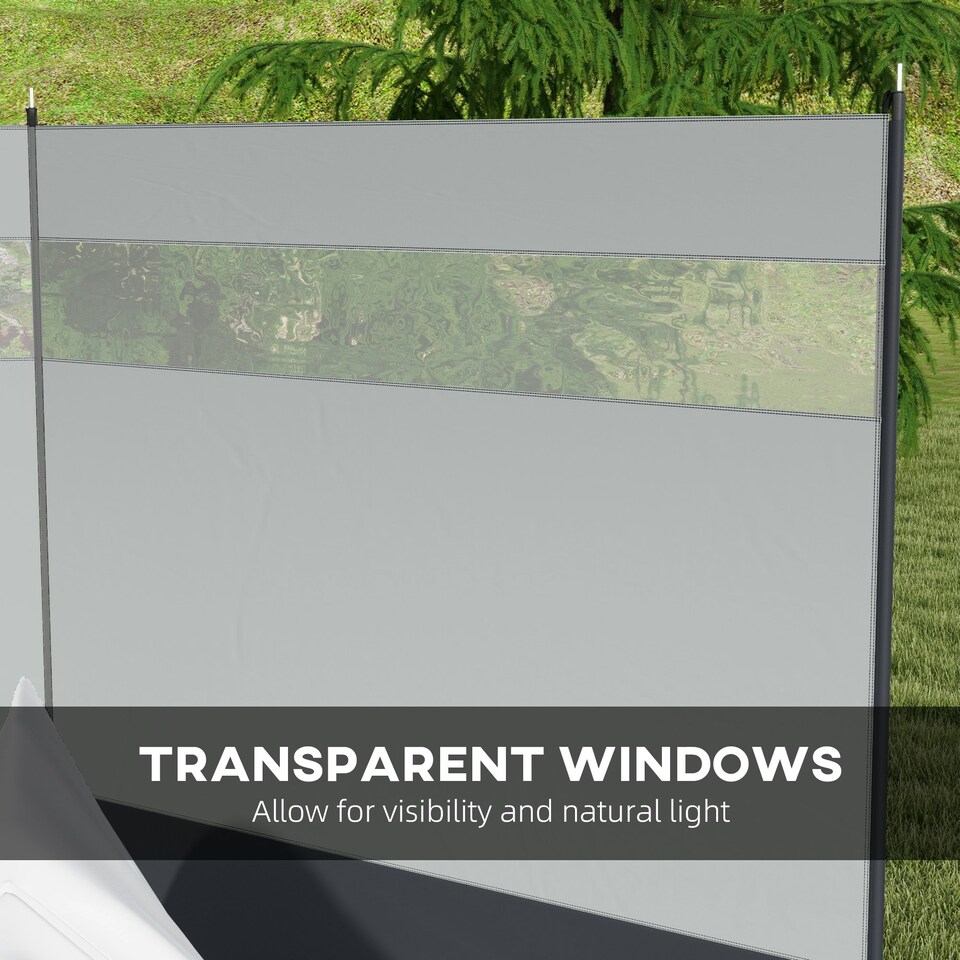 image 1 of Outsunny Camping Windbreaks with Clear Windows and Carry Bag, 440 x 140cm, Grey
