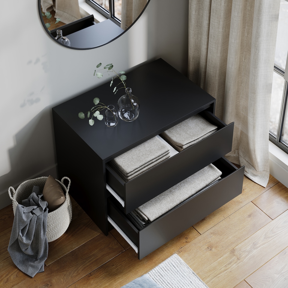 image 1 of URBNLIVING 2 Drawer Chest Storage Unit With Adjustable Feet | Multi | Black | 1