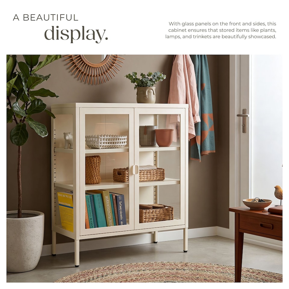 image 1 of metal display case | Cream | cream | 80 x 37 x 90.5 cm | 1