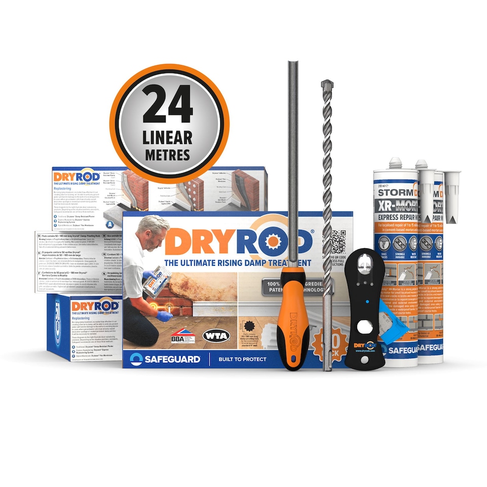 image 1 of Dryrod Damp Proofing Rods Kit: Treats 24 Linear metres (9" Wall) - Rising Damp Treatment