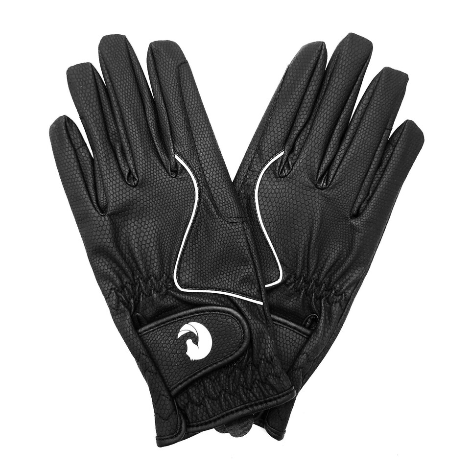 image 1 of Coco Equestrian Black (S) Ladies Breathable Synthetic Leather Horse Riding Gloves Black