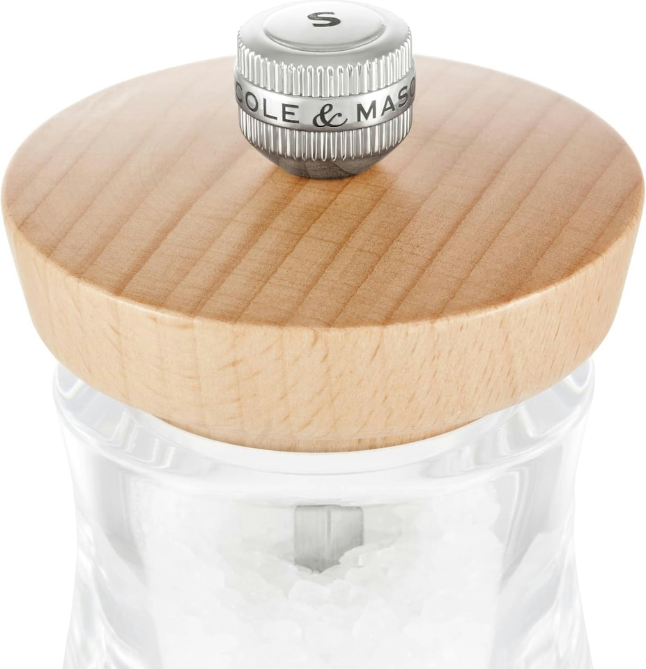 image 1 of Cole & Mason Holborn Salt Mill Natural Beech, 95 mm, Salt Grinder with Adjustable Coarseness, Lifetime Mechanism Guarantee