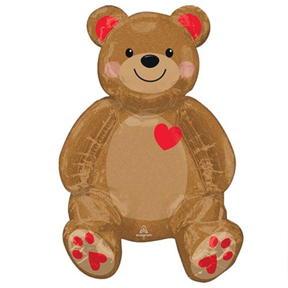 Teddy Bear Sitting Air Fill Foil Shaped Balloon 51cm / 20 in | Brown