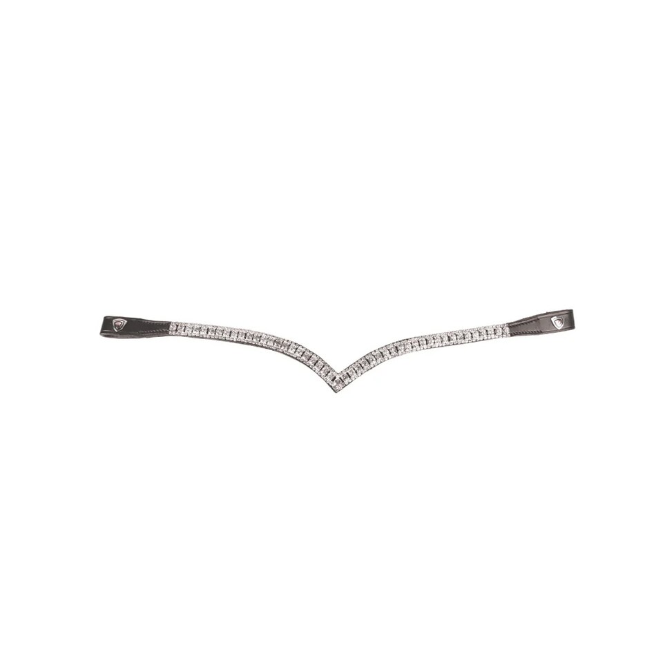 image 1 of Hy ProPresicce Signature Leather V Shape Horse Diamante Browband | Black | Black/Silver | X Full | 1