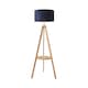 image 1 of ValueLights Morrigan Navy Shade Natural Wood Tripod Floor Lamp | Blue