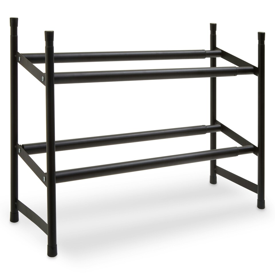 image 1 of Interiors By Premier Minimal Two Tier Shoe Rack, Functional Shoe Drawer Organizer For Bedroom, Robust Shoe Rack For Livingroom Black