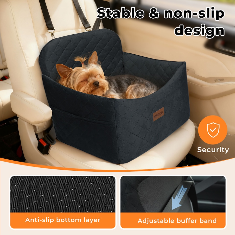 image 1 of Skylos Pet Booster Dog Car Seat Travel Carrier Bed Bag Basket Puppy | Black | Black