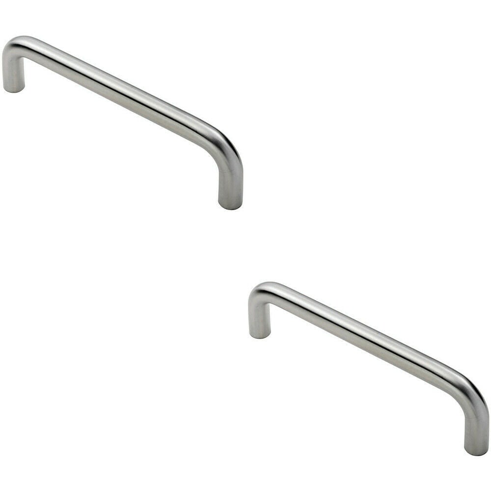 Loops 2x Round D Bar Pull Handle 244 19mm 225mm Fixing Centres Satin Steel in Metallics