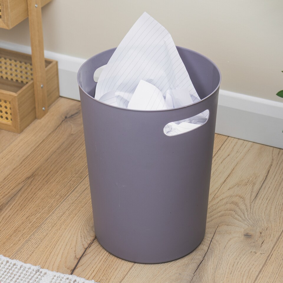 image 1 of JVL Modu Round Waste Bin 9.7L Set of 2 Bathroom Bedroom Office Amethyst
