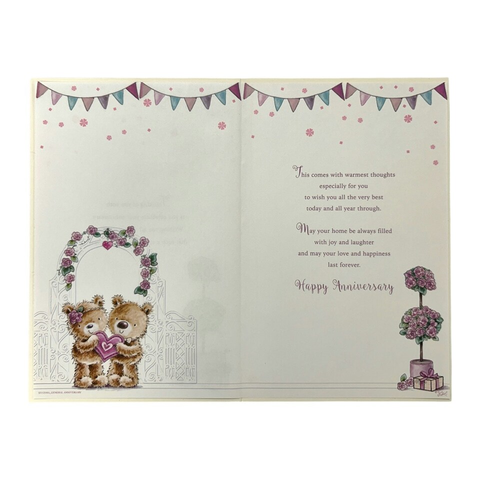 image 1 of Lovely Couple Teddy Holding Heart Design Anniversary Card