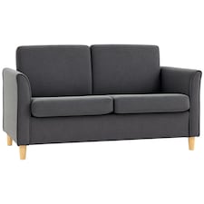HOMCOM Double Seat Sofa Linen Upholstery Loveseat Couch w/ Armrests, Dark Grey