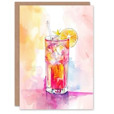 Rum Punch Cocktail Glass Vibrant Fruit Slice Birthday Him Her Card