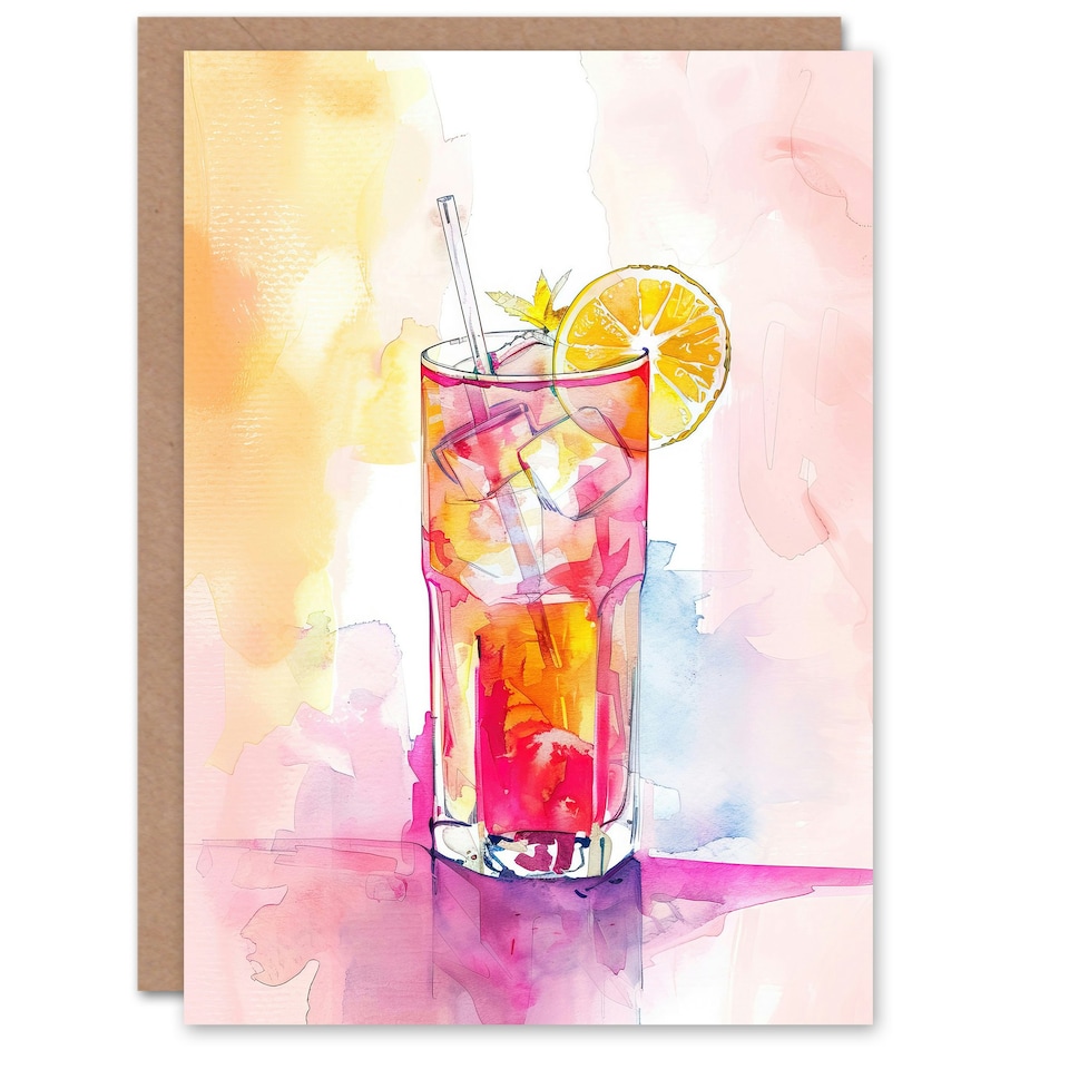 image 1 of Rum Punch Cocktail Glass Vibrant Fruit Slice Birthday Him Her Card